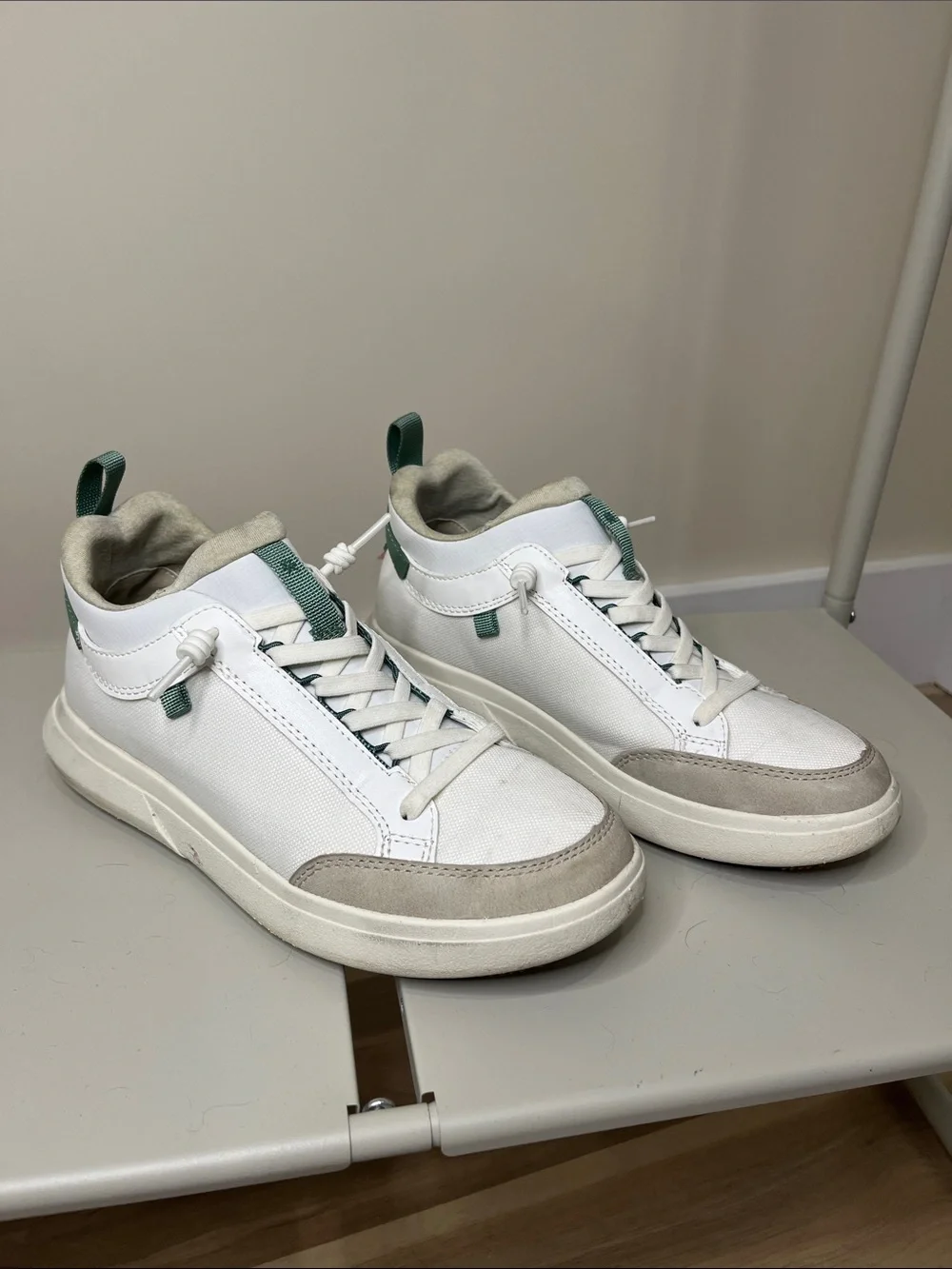 Tropicfeel White Sneakers with Green Heel Accents
